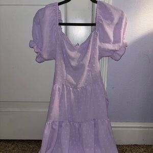 SHEIN Purple Smocked Puff Sleeve Sundress